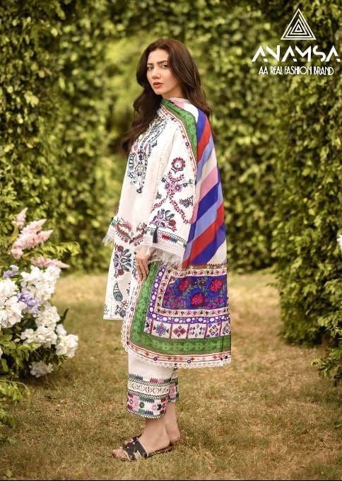 Anamsa 497 Rayon Cotton Embroidered Pakistani Suit Wholesale Price In Surat